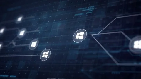 Windows Icon Line Connection of Circuit Board Loop Animation 4K Stock Footage 70597126
