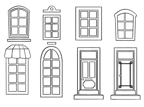 Windows icons. Windows frames line icon set. Vector illustration. Editable strok Illustrazione stock