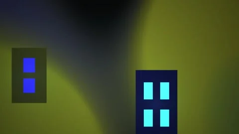 Windows with lights on a dark wall. Stock Footage 337518138