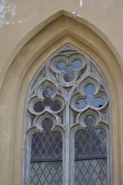 Windows from medieval gothic construction Stock Photos