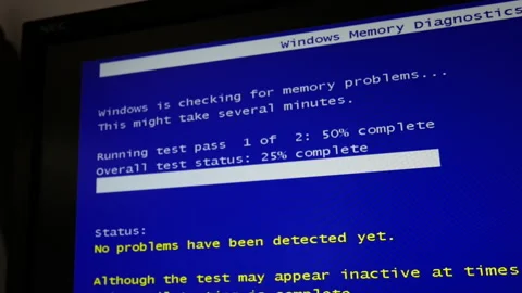 Windows memory diagnostics - Checking for memory problems - running test pass Stock Footage 235923072