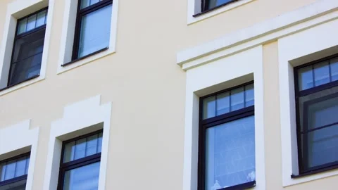 Windows on a modern building. Glass windows as part, animation Stock Footage 341591659