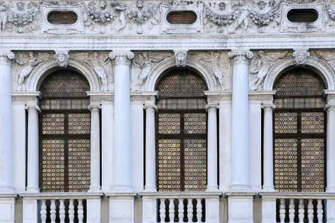 Windows of national library of st mark's Stock Photos