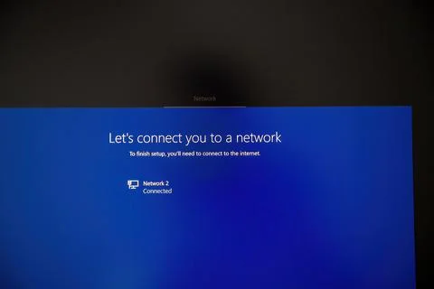 Windows Network Setup Screen Foto stock