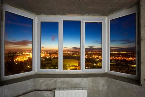 Windows in new apartment Stock Photos