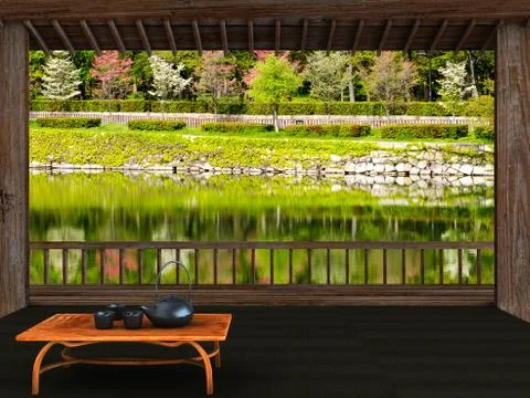 Windows with nice view Illustrazione stock