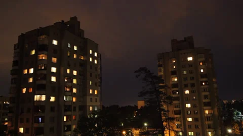 Windows of the night city Stock Footage 38163797