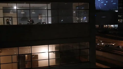 Windows night an office building 스톡 동영상 60592886