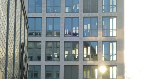 Windows, office building ,  Bremen, Germany Stock Footage