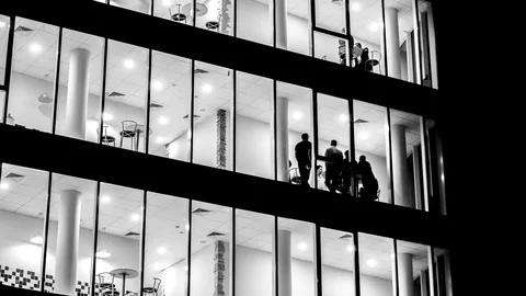 Windows of an office building. b&amp;w. timelapse Stock Footage 78627850