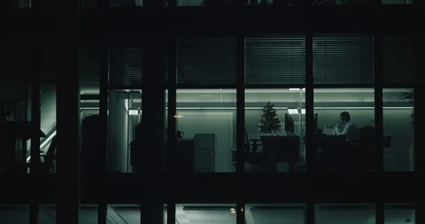 Windows office night 2 Stock Footage 87577881