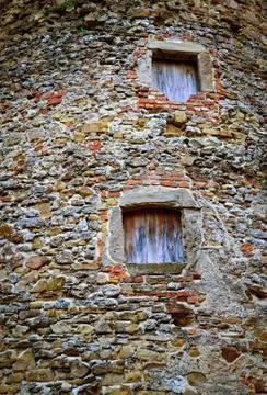 Windows on the old bastion Stock Photos