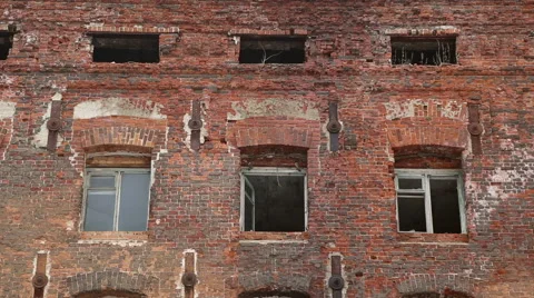 The windows of the old brick house Stock Footage 61505473