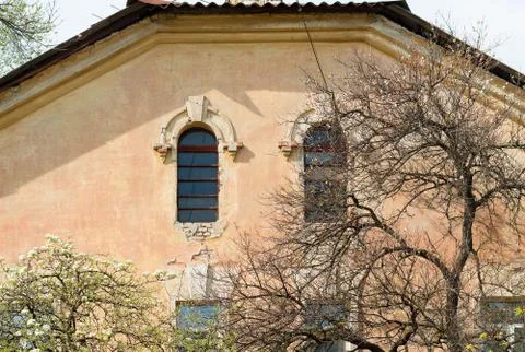Windows of an old building. Stock Photos