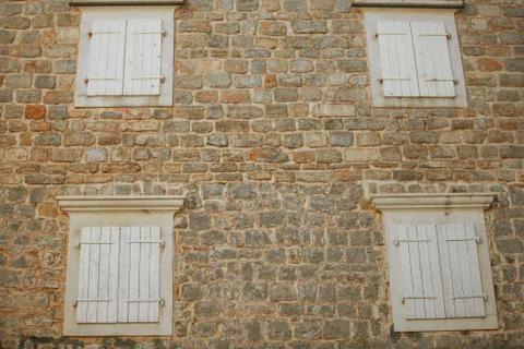 The windows of an old building Stock Photos