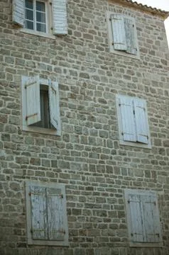 The windows of an old building 스톡 사진