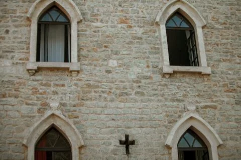 The windows of an old building 스톡 사진