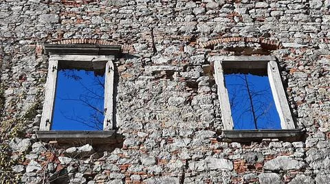 Windows on an old castle Stock Photos