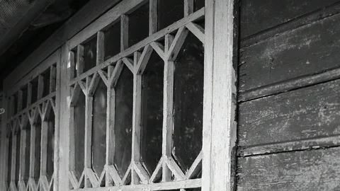 Windows of an old house, black and white Stock Footage 116022703