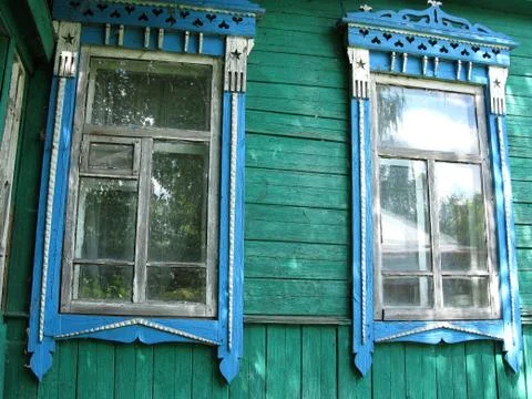 Windows of old  house Stock Photos