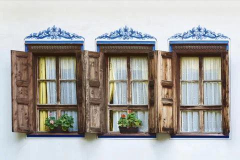 Windows of an Old House Stock Photos