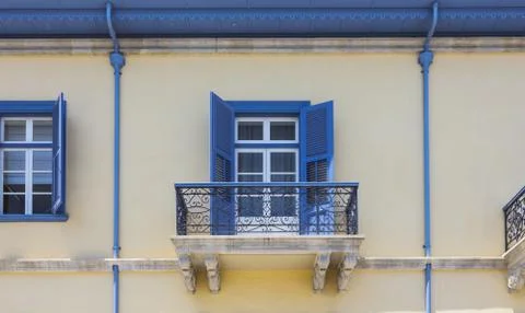 The windows with opened shutters Stock Photos
