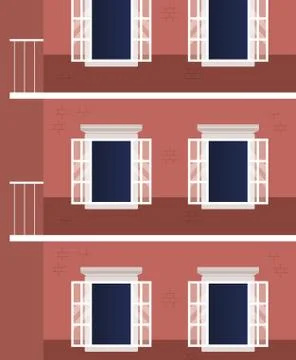Windows outside brown building vector design Ilustración de archivo