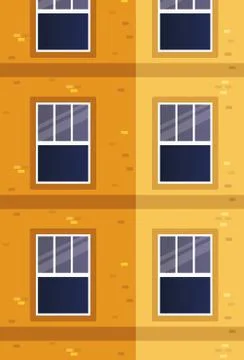 Windows outside orange building vector design Ilustración de archivo
