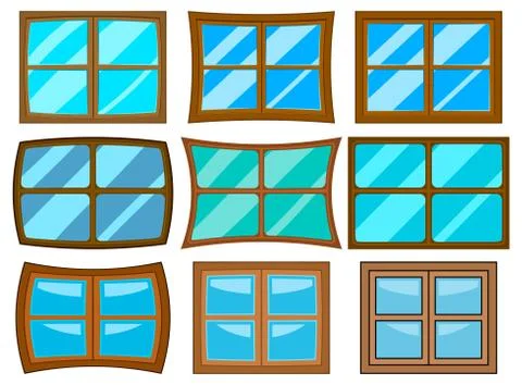 Windows set isolated on white background. Collection of cartoon illustration  Stock Illustration