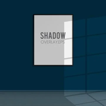 Windows shadow overlay scene and a potrait frame in the room wall Stock Illustration