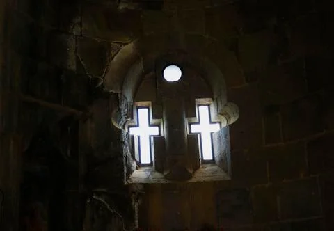 Windows in the shape of a cross Stock Photos