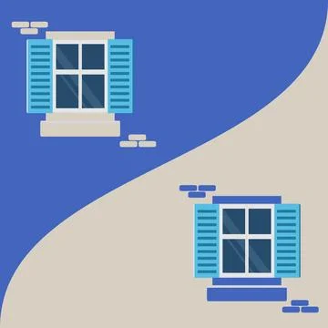 Windows with shutters Stock Illustration