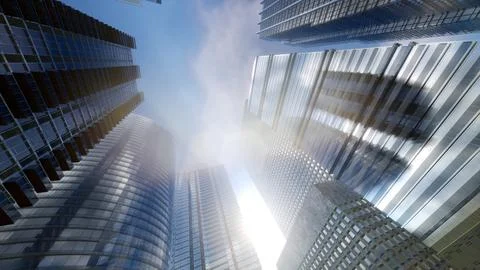 Windows of Skyscraper Business Office with blue sky Ilustración de archivo