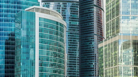Windows of a skyscraper Moscow city Stock Footage 133185009