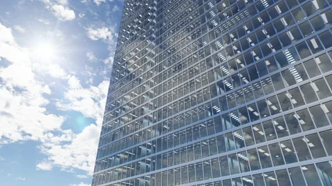 Windows of skyscraper office building with offices of the headquarters companies Stock Footage 184646535