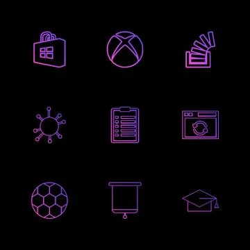 Windows store , xbox , stackoverflow , convocation , football,  clipboard , e Stock Illustration
