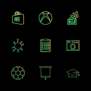 Windows store , xbox , stackoverflow , convocation , football,  clipboard , e Stock Illustration