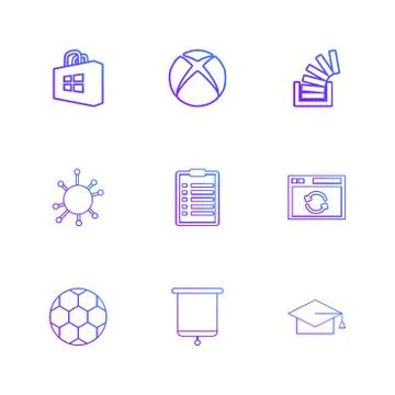 Windows store , xbox , stackoverflow , convocation , football,  clipboard , e Stock Illustration