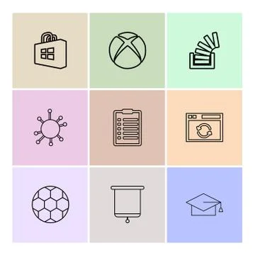 Windows store , xbox , stackoverflow , convocation , football,  clipboard , e Stock Illustration