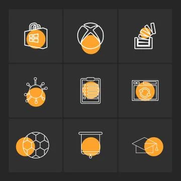 Windows store , xbox , stackoverflow , convocation , football,  clipboard , e Stock Illustration