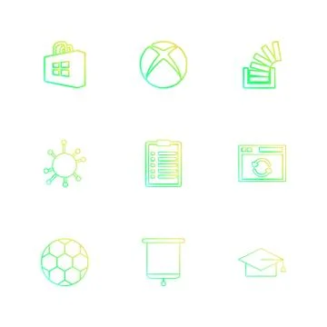 Windows store , xbox , stackoverflow , convocation , football,  clipboard , e Stock Illustration