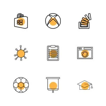 Windows store , xbox , stackoverflow , convocation , football,  clipboard , e Stock Illustration