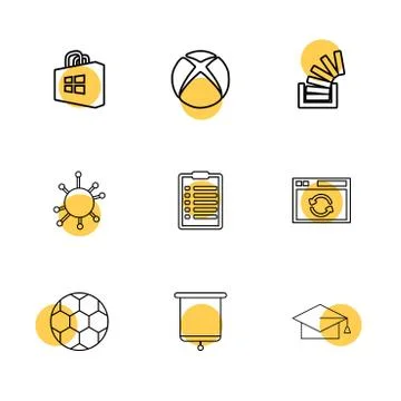 Windows store , xbox , stackoverflow , convocation , football,  clipboard , e Stock Illustration