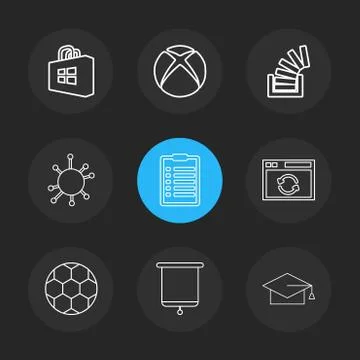 Windows store , xbox , stackoverflow , convocation , football,  clipboard , e Stock Illustration
