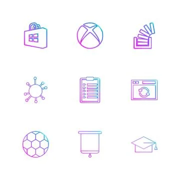 Windows store , xbox , stackoverflow , convocation , football,  clipboard , e Stock Illustration