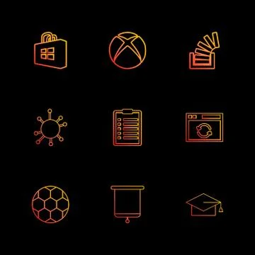 Windows store , xbox , stackoverflow , convocation , football,  clipboard , e Stock Illustration