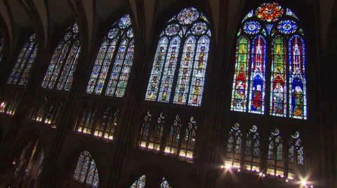 Windows of Strasbourg Cathedral Stock Footage 62943716