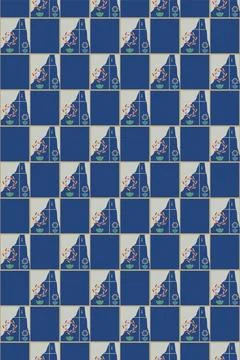 Windows, stylized flowers on them in a seamless pattern for use as wallpaper, Stock Illustration