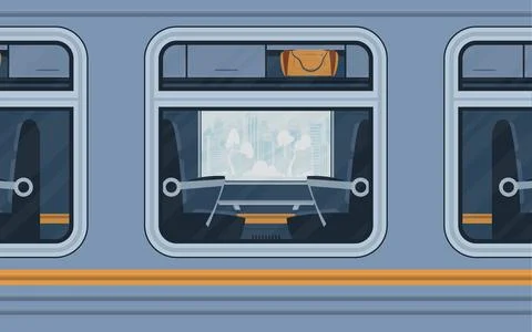 Windows Train. Electricity outside. Cartoon style. Flat style. Illustrazione stock