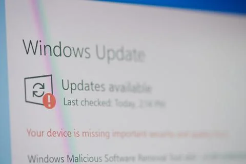 Windows update notifications message Stockfoto's
